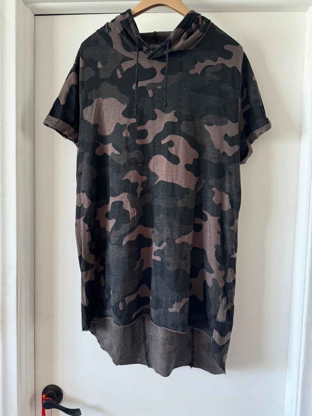 H&M Camo Hooded Mini Dress - Black & Brown